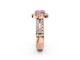 Rose gold Fancy Pink Cushion  Halo Diamond Split Shank Engagement Ring with Prong Setting_49