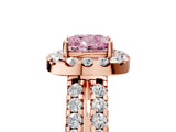Rose gold Fancy Pink Cushion  Halo Diamond Split Shank Engagement Ring with Prong Setting_52