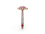 Rose gold Fancy Pink Cushion  Halo Milgrain Pave Diamond Ring with Four-Prong Setting 3