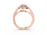 Rose gold Fancy Pink Cushion  Halo Pavé Diamond Engagement Ring with Bezel Setting_23