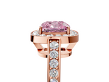 Rose gold Fancy Pink Cushion  Halo Pavé Diamond Engagement Ring with Bezel Setting_25