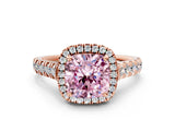 Rose gold Fancy Pink Cushion  Halo Pavé Diamond Engagement Ring with Four-Prong Setting_26