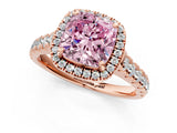 Rose gold Fancy Pink Cushion  Halo Pavé Diamond Engagement Ring with Four-Prong Setting_27