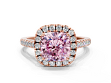 Rose gold Fancy Pink Cushion  Halo Pavé Diamond Engagement Ring with Four-Prong Setting_3