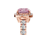 Rose gold Fancy Pink Cushion  Halo Pavé Diamond Engagement Ring with Four-Prong Setting_31