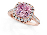 Rose gold Fancy Pink Cushion  Halo Pavé Diamond Engagement Ring with Four-Prong Setting_4