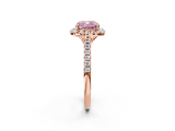 Rose gold Fancy Pink Cushion  Halo Pavé Diamond Engagement Ring with Four-Prong Setting_5