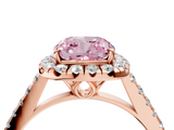 Rose gold Fancy Pink Cushion  Halo Pavé Diamond Engagement Ring with Four-Prong Setting_7