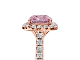 Rose gold Fancy Pink Cushion  Halo Pavé Diamond Engagement Ring with Four-Prong Setting_8