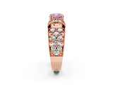 Rose gold Fancy Pink Cushion  Halo Pave Diamond Engagement Ring with Milgrain Detailing_50
