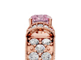 Rose gold Fancy Pink Cushion  Halo Pave Diamond Engagement Ring with Milgrain Detailing_53