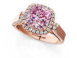 Rose gold Fancy Pink Cushion  Halo Pave Split Shank Prong Setting Ring_27