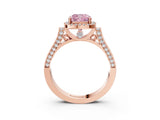 Rose gold Fancy Pink Cushion  Halo Pave Split Shank Prong Setting Ring_29