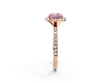 Rose gold Fancy Pink Cushion  Halo Round Diamond Pavé Band Four-Prong Ring_5
