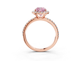 Rose gold Fancy Pink Cushion  Halo Round Diamond Pavé Band Four-Prong Ring_6