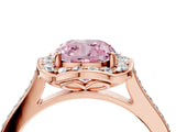 Rose gold Fancy Pink Cushion  Halo Round Diamond Pave Band with Four-Prong Setting_42