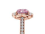Rose gold Fancy Pink Cushion  Halo Round Diamond Pave Band with Four-Prong Setting_43
