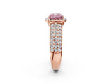 Rose gold Fancy Pink Cushion  Halo Round Diamond Pave Band with Prong Setting_14