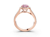 Rose gold Fancy Pink Cushion  Halo Round Diamond Pave Band with Prong Setting_15