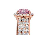 Rose gold Fancy Pink Cushion  Halo Round Diamond Pave Band with Prong Setting_17
