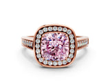 Rose gold Fancy Pink Cushion  Halo Solitaire Diamond Ring with Pave Band and Bezel Setting_49