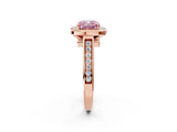 Rose gold Fancy Pink Cushion  Halo Solitaire Diamond Ring with Pave Band and Bezel Setting_51