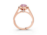 Rose gold Fancy Pink Cushion  Halo Solitaire Diamond Ring with Pave Band and Bezel Setting_52