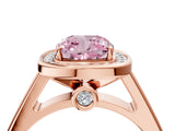 Rose gold Fancy Pink Cushion  Halo Solitaire Diamond Ring with Pave Band and Bezel Setting_53