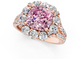 Rose gold Fancy Pink Cushion  Halo Split Shank Diamond Engagement Ring with Pave Band and Four-Prong Setting_55