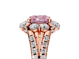 Rose gold Fancy Pink Cushion  Halo Split Shank Diamond Engagement Ring with Pave Band and Four-Prong Setting_59