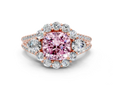 Rose gold Fancy Pink Cushion  Halo Split Shank Diamond Engagement Ring with Prong Setting_20