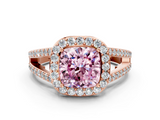 Rose gold Fancy Pink Cushion  Halo Split Shank Diamond Ring with Four-Prong Setting_32