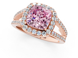 Rose gold Fancy Pink Cushion  Halo Split Shank Diamond Ring with Four-Prong Setting_33