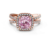 Rose gold Fancy Pink Cushion  Halo Split Shank Diamond Ring with Pavé Setting_25