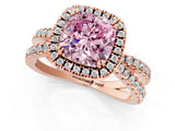 Rose gold Fancy Pink Cushion  Halo Split Shank Diamond Ring with Pavé Setting_26