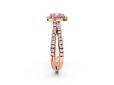 Rose gold Fancy Pink Cushion  Halo Split Shank Diamond Ring with Pavé Setting_27