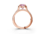 Rose gold Fancy Pink Cushion  Halo Split Shank Diamond Ring with Pavé Setting_28