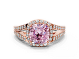 Rose gold Fancy Pink Cushion  Halo Split Shank Diamond Ring with Prong Setting_20