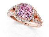 Rose gold Fancy Pink Cushion  Halo Split Shank Diamond Ring with Prong Setting_21