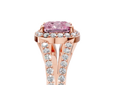 Rose gold Fancy Pink Cushion  Halo Split Shank Diamond Ring with Prong Setting_25
