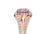 Rose gold Fancy Pink Cushion  Halo Split Shank Pave Diamond Ring with Four-Prong Setting_42