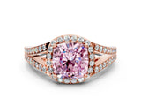 Rose gold Fancy Pink Cushion  Halo Split Shank Pave Diamond Ring with Four-Prong Setting_49
