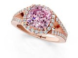 Rose gold Fancy Pink Cushion  Halo Split Shank Pave Diamond Ring with Four-Prong Setting_50