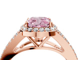 Rose gold Fancy Pink Cushion  Halo Split Shank Pave Diamond Ring with Four-Prong Setting_53