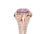 Rose gold Fancy Pink Cushion  Halo Split Shank Pave Diamond Ring with Four-Prong Setting_54