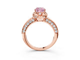 Rose gold Fancy Pink Cushion  Halo Split Shank Pave Diamond Ring with Petal Prong Setting_70
