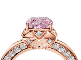 Rose gold Fancy Pink Cushion  Halo Split Shank Pave Diamond Ring with Petal Prong Setting_71