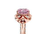 Rose gold Fancy Pink Cushion  Halo Split Shank Pave Diamond Ring with Petal Prong Setting_72