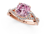 Rose gold Fancy Pink Cushion  Halo Twist Band Solitaire Prong Setting Ring_78