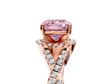 Rose gold Fancy Pink Cushion  Halo Twist Band Solitaire Prong Setting Ring_82